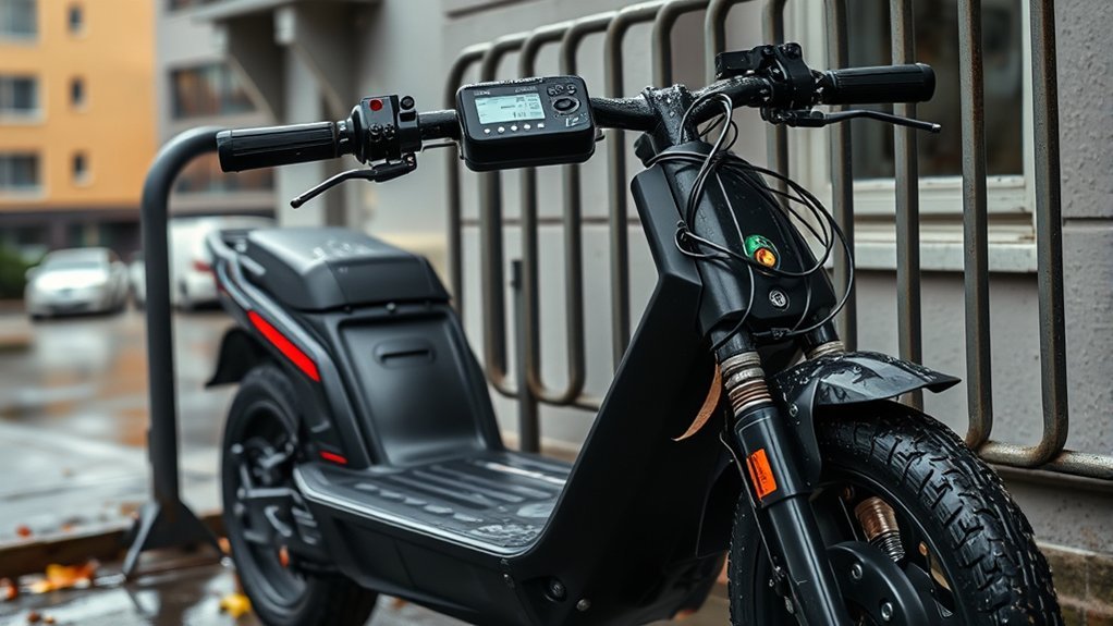 electric scooter exposed to outdoor weather and theft risks