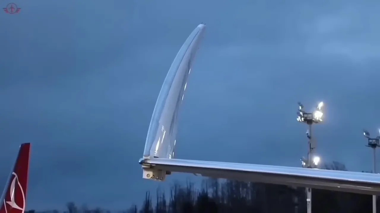 Close view of a Boeing 777X folding wingtip with 777X lettering