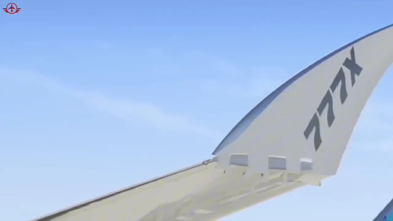 Close view of the Boeing 777X folding wingtip during the aircraft certification program