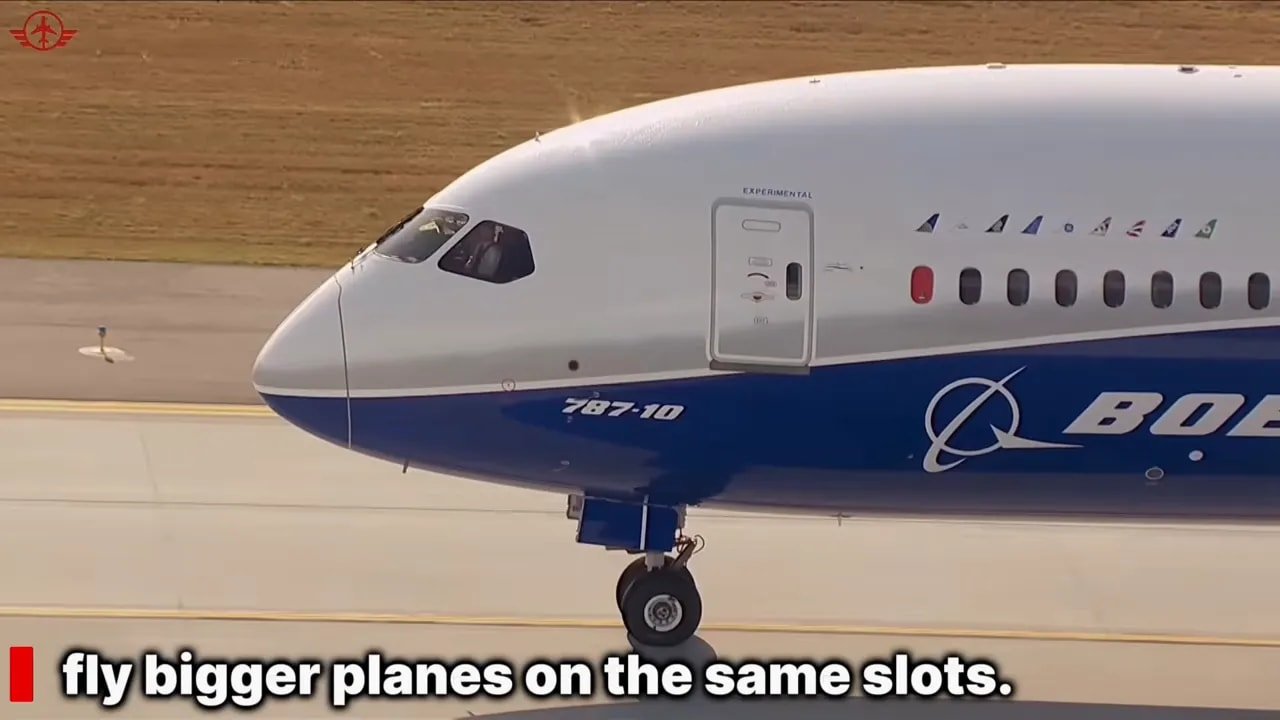 Boeing 787-10 illustrating higher capacity from an existing airport slot