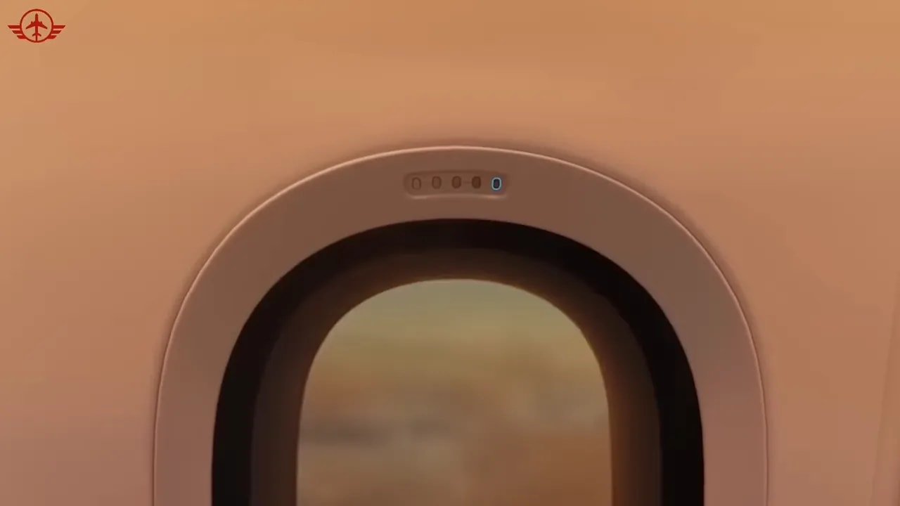 Aircraft window gradually darkening through an electronic dimming system